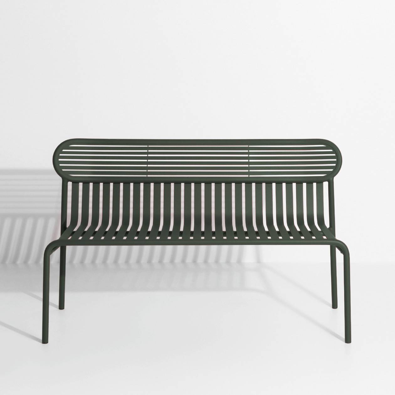 green metal outdoor bench