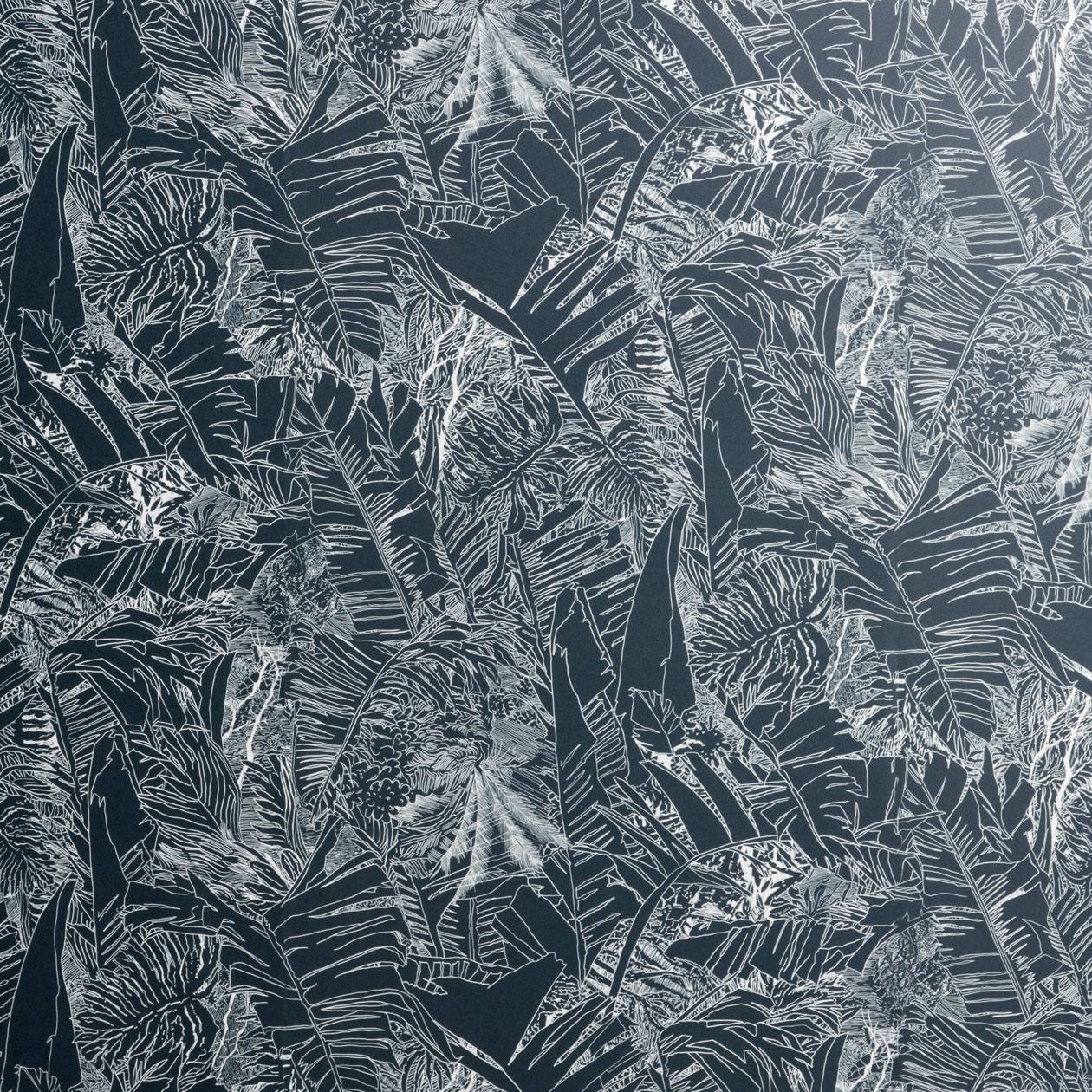 Jungle wallpaper white on ink - Petite Friture