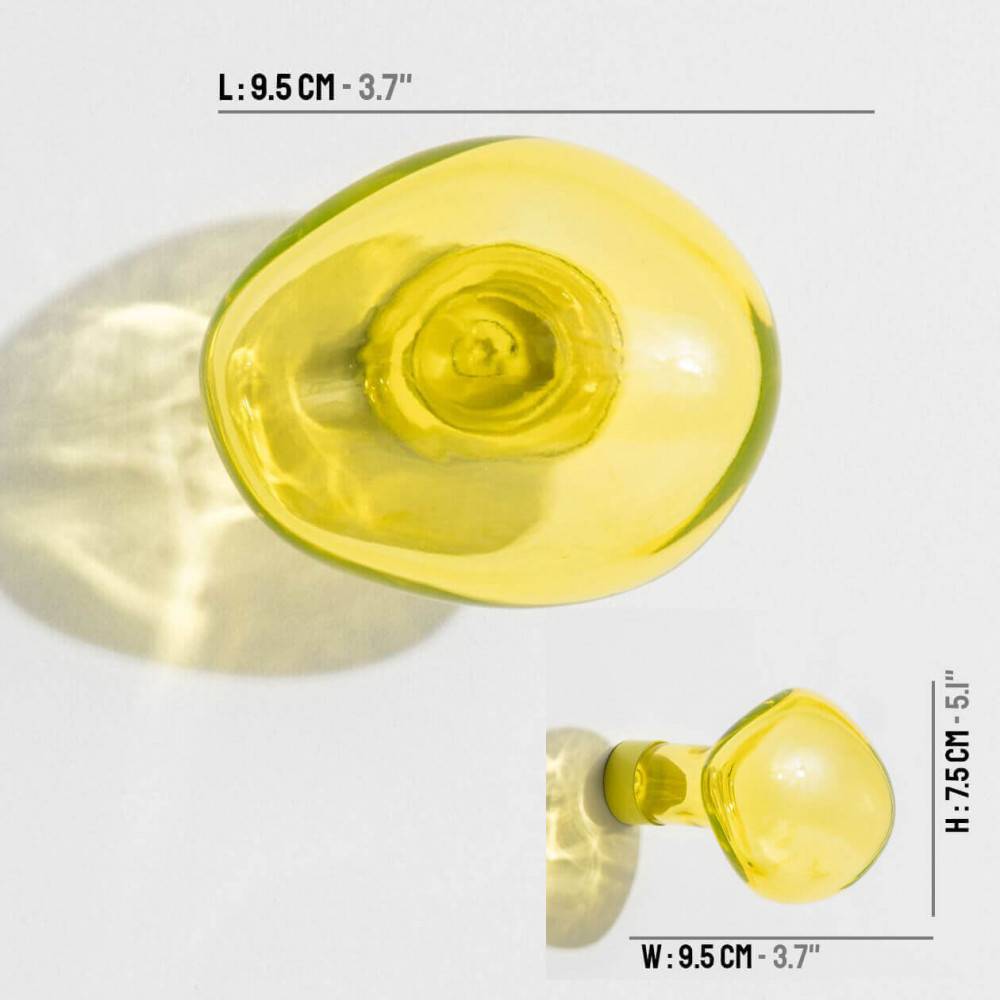 Bubble design coat hook - Small yellow with dimensions  - Petite Friture