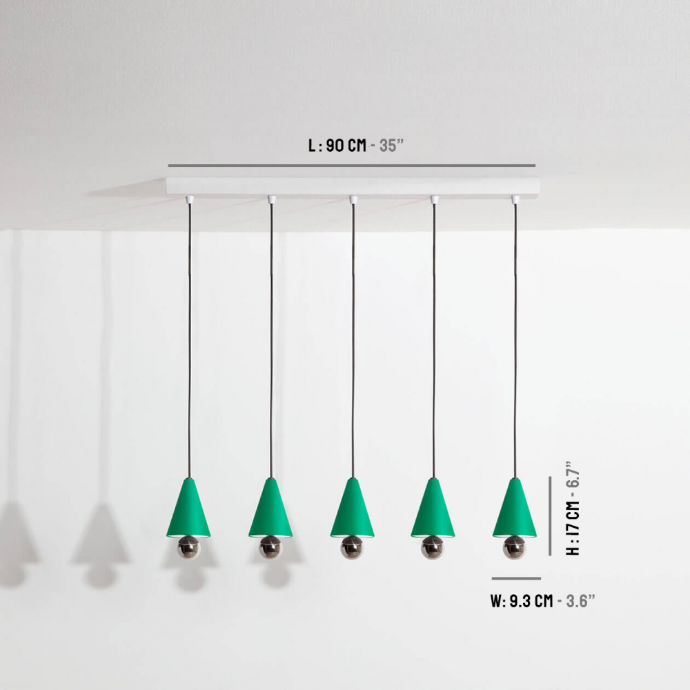 Pendant-system-5-pendants-Cherry-LED-green-Petite-Friture-dimensions