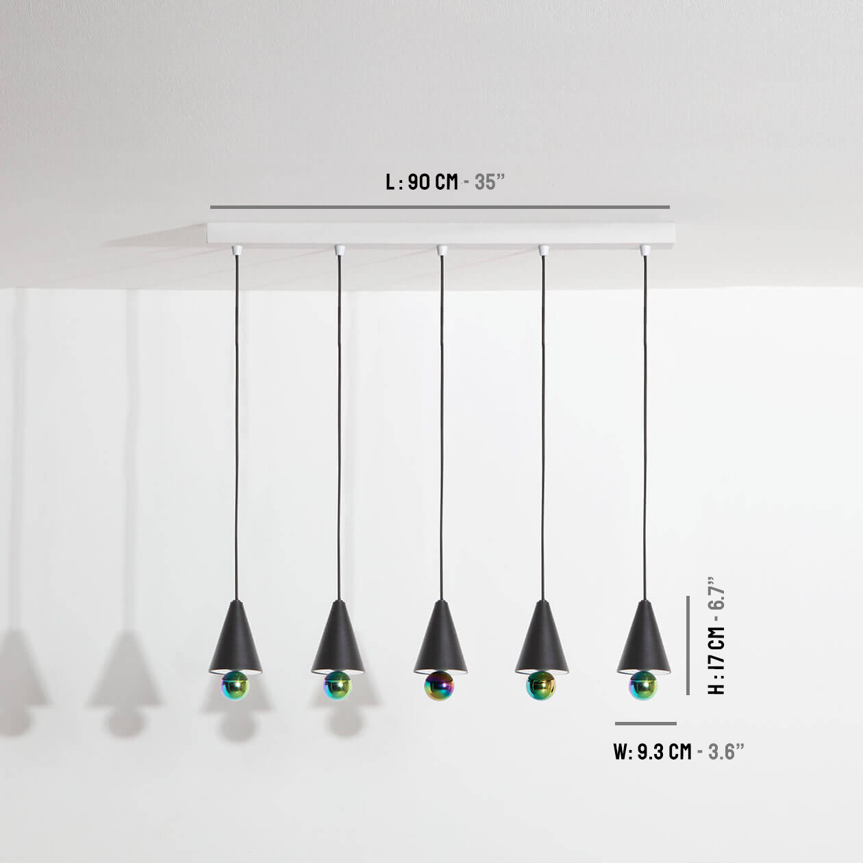 Pendant-system-5-pendants-Cherry-LED-black-Petite-Friture-dimensions