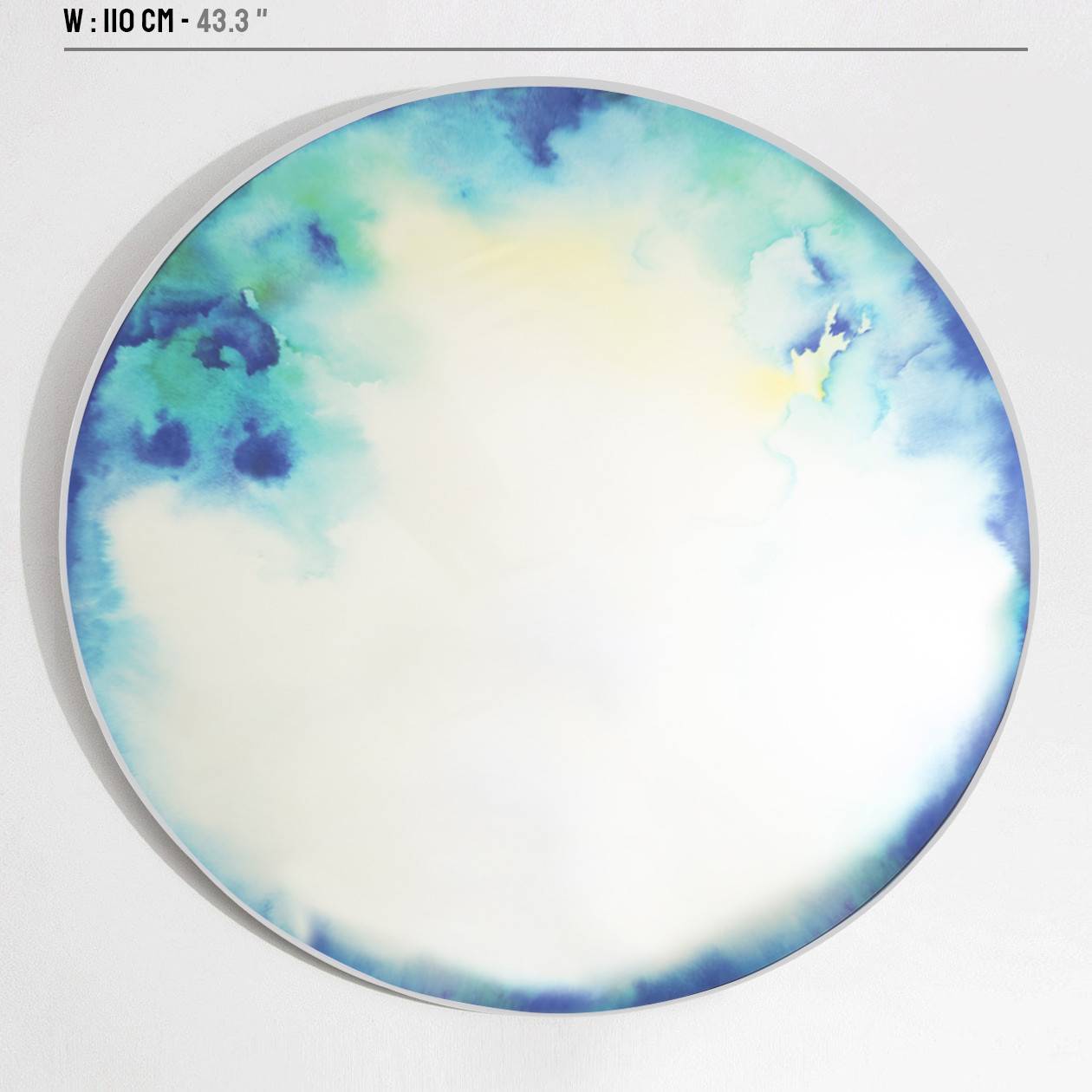 Miroir extra-large Francis aquarelle bleue-jaune - détail dimensions - Petite Friture