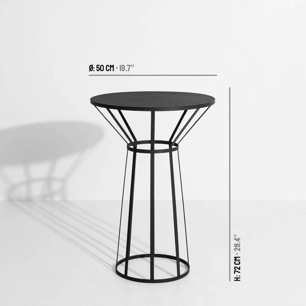 Bistrot or pedestal table black HOLLO - dimensions