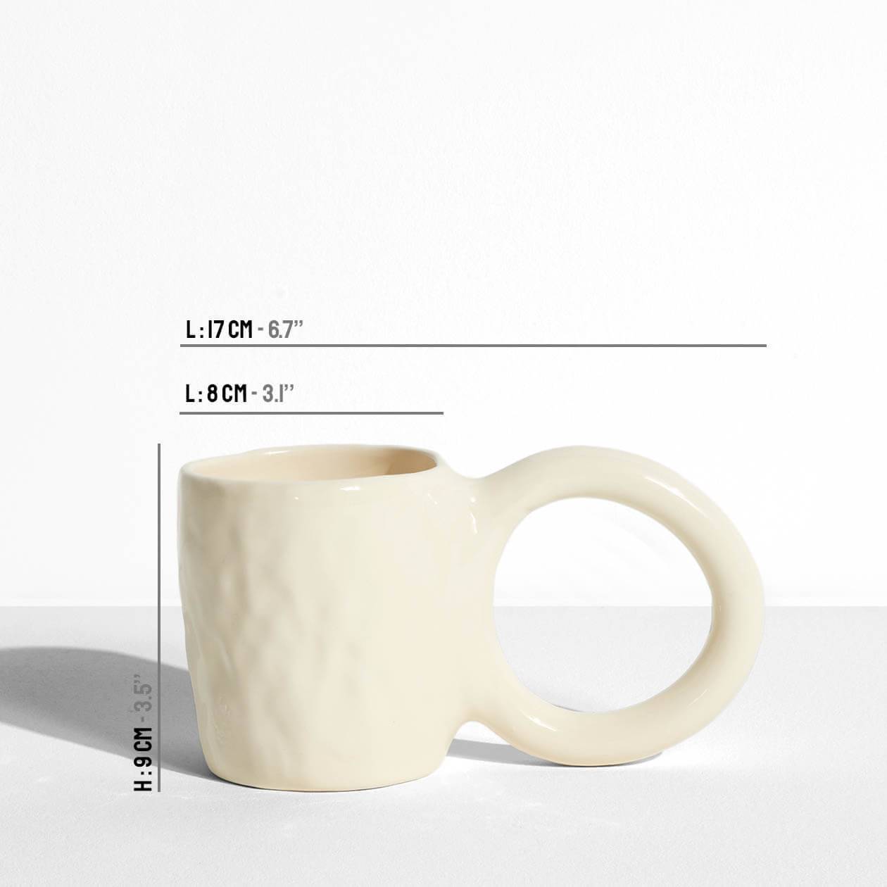 Donut Mug - Vanilla - Pia Chevalier for Petite Friture - dimensions
