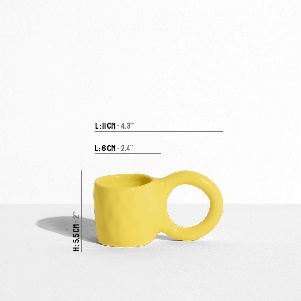 Donut Espresso Cup - Lemon - Pia Chevalier for Petite Friture - dimensions
