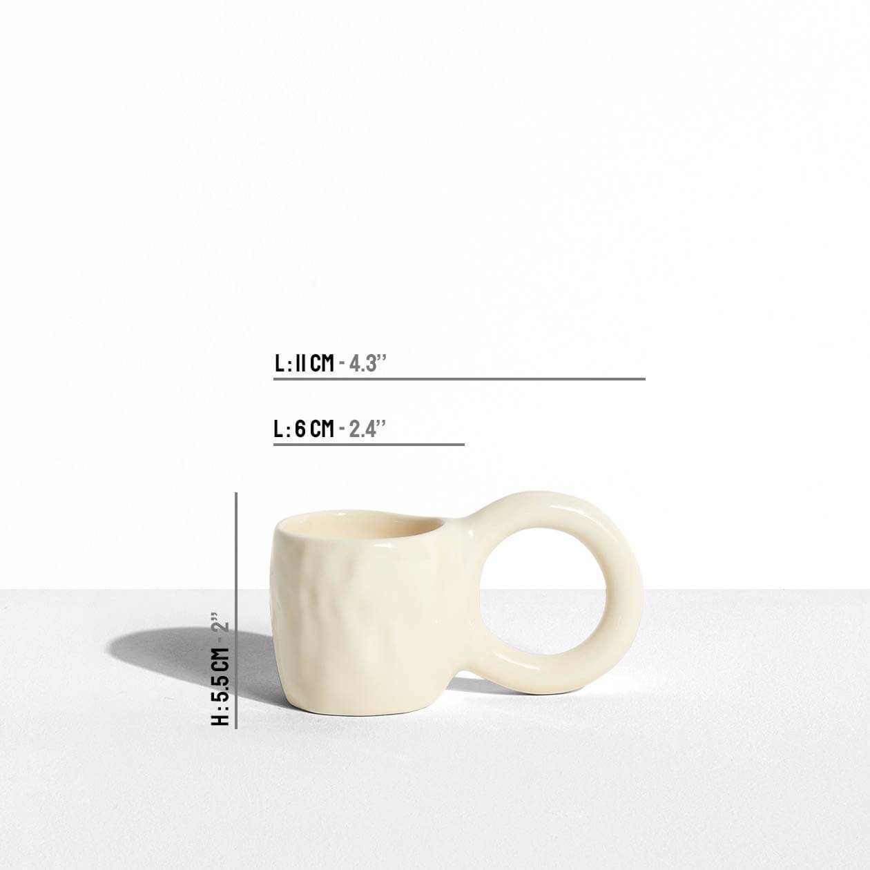 Donut Espresso Cup - Vanilla - Pia Chevalier for Petite Friture - dimensions