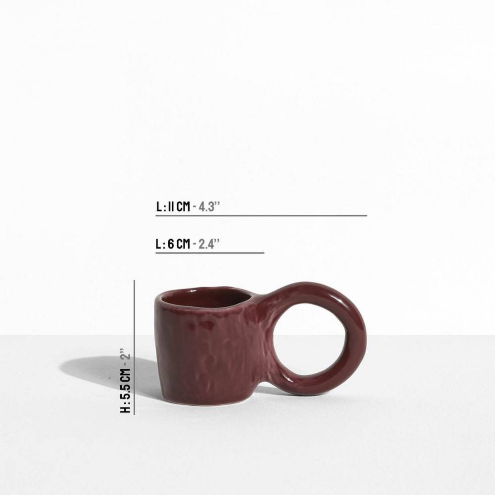 Donut Espresso Cup - Morello cherry - Pia Chevalier for Petite Friture - dimensions