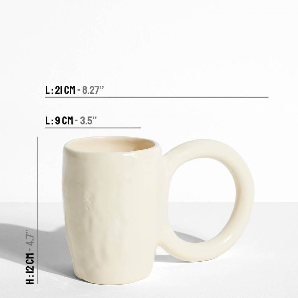 Donut Mug - Large - Vanilla - Pia Chevalier for Petite Friture - dimensions